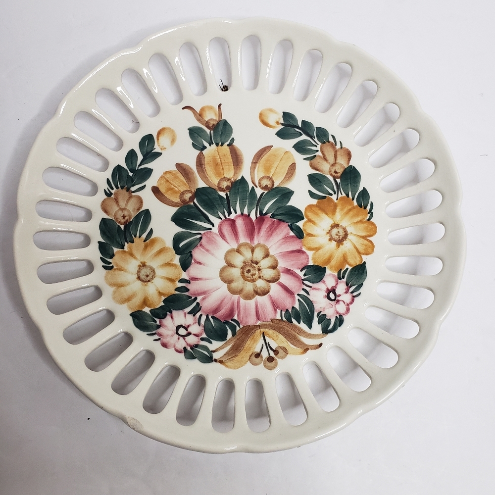 Vintage Polish, hand-painted ceramic plate.  250